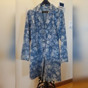 Jean Jacket Coat Floral 3/4 length size 4